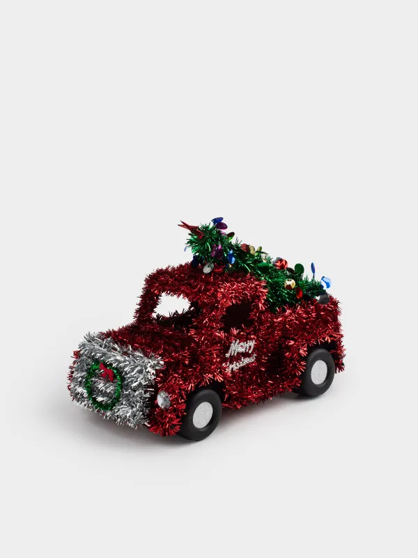 Статуэтка, 27 см, Машина с елкой, Tinsel decor, image-1