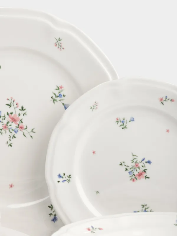 Ас сервизі, 6 адам, 18 зат, фарфор N, ақ, Нәзік гүлдер, El floria, image-4