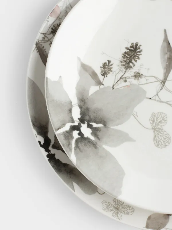 Ас сервизі, 6 адам, 19 зат, фарфор N, Сұр гүлдер, Watercolor, image-4