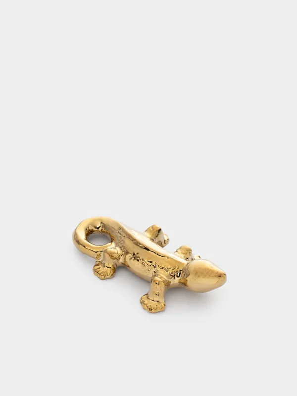 Статуэтка, 4х8 см, фарфор P, золотистая, Ящерица, Paradise garden, image-1