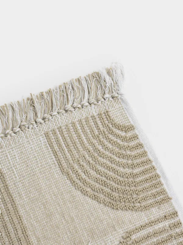 Коврик, 50x80 см, с бахромой, хлопок, песочный, Абстракция, Textured, image-2