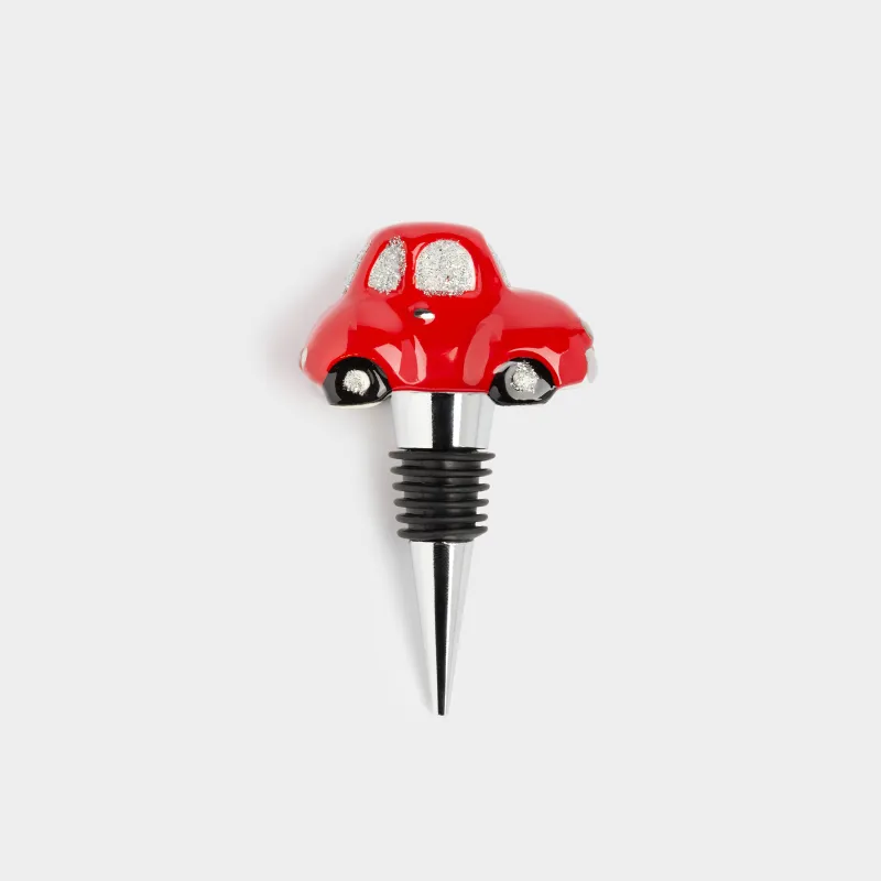 Шарап бөтелкесінің тығыны, 10 см, металл/фарфор P, Қызыл көлік, Red car