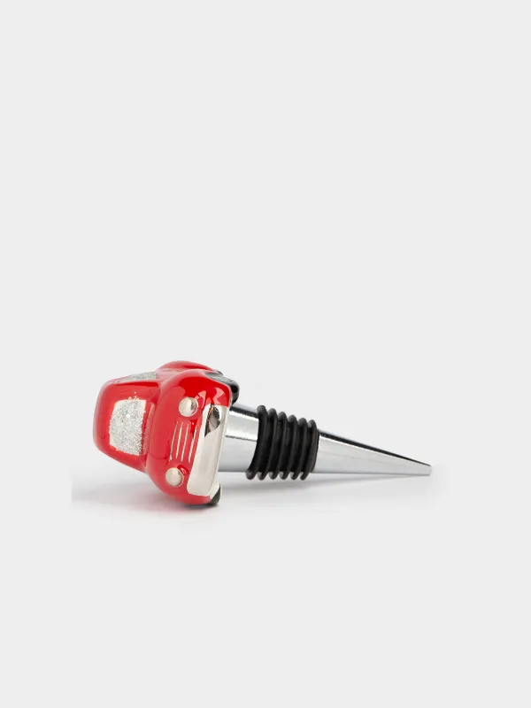 Шарап бөтелкесінің тығыны, 10 см, металл/фарфор P, Қызыл көлік, Red car, image-1