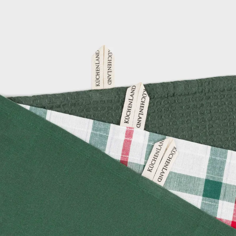 Асүйлік сүлгі, 40х60 см, 3 дана, мақта, жасыл/сүт түстес, Бұғы/Тор, Вудленд оқиғасы, image-11