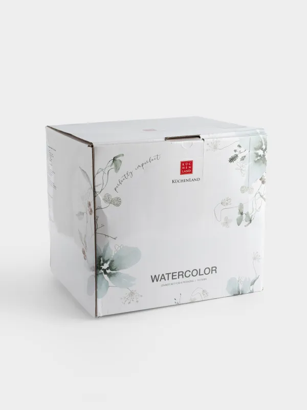 Ас сервизі, 6 адам, 19 зат, фарфор N, Сұр гүлдер, Watercolor, image-9