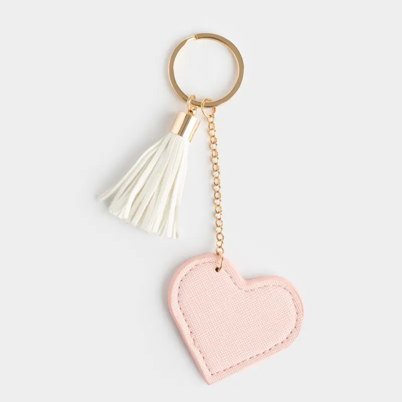 Брелок, 12 см, с кисточкой, полиуретан/металл, розовый, Сердце, Keychain heart, image-0