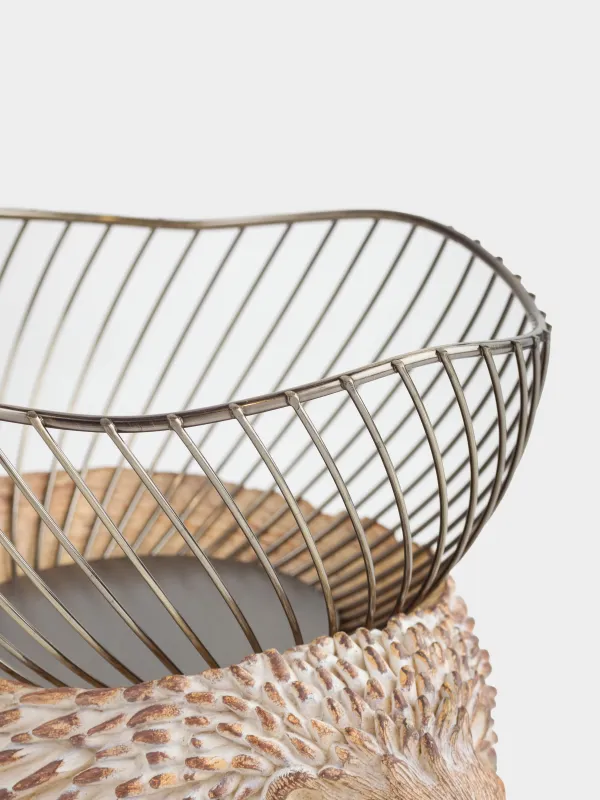 Корзина для фруктов, 25х20 см, металл/полирезин, золотисто-бежевая, Еж, Twist gold, image-2