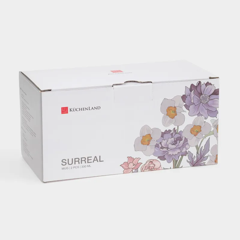 Саптыаяқ, 330 мл, 2 дана, фарфор F, алтын жиегі бар, Гүлдер, Surreal, image-5