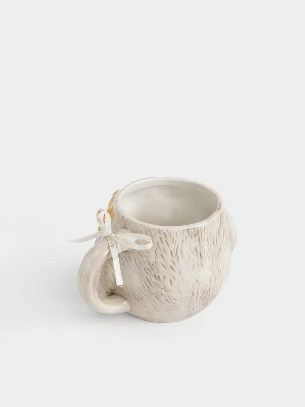 Саптыаяқ, 470 мл, керамика, сарғылт-қоңыр, Гүл шоқтарындағы қоян, Rabbit in narcis, image-2