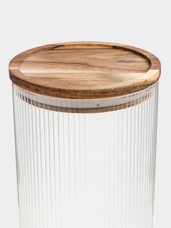 Банка для сыпучих продуктов, 1,7 л, стекло Б/дерево, Ravi wood, image-6