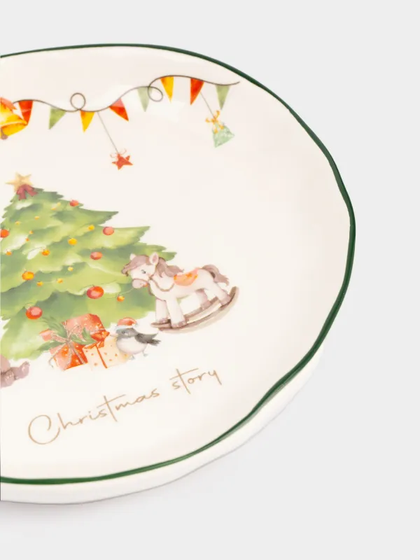 Ыдыс-аяқ жинағы, балаларға арналған, 1 адам, 3 зат, керамика, қызыл-жасыл, Шырша жанындағы аю, Christmas friends, image-6