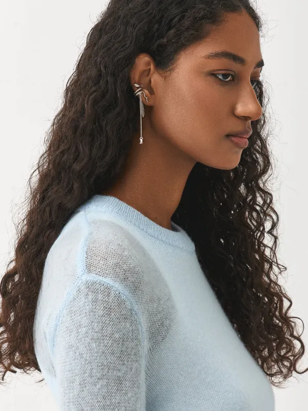 Серьга-кафф, 7 см, с подвеской, металл, серебристая, Змея, Jewelry snake, image-4