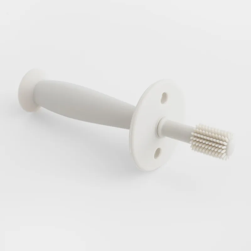 Шектегіші бар тіс щеткасы, балаларға арналған, 12 см, силикон, сарғылт-қоңыр, Kiddy, image-2