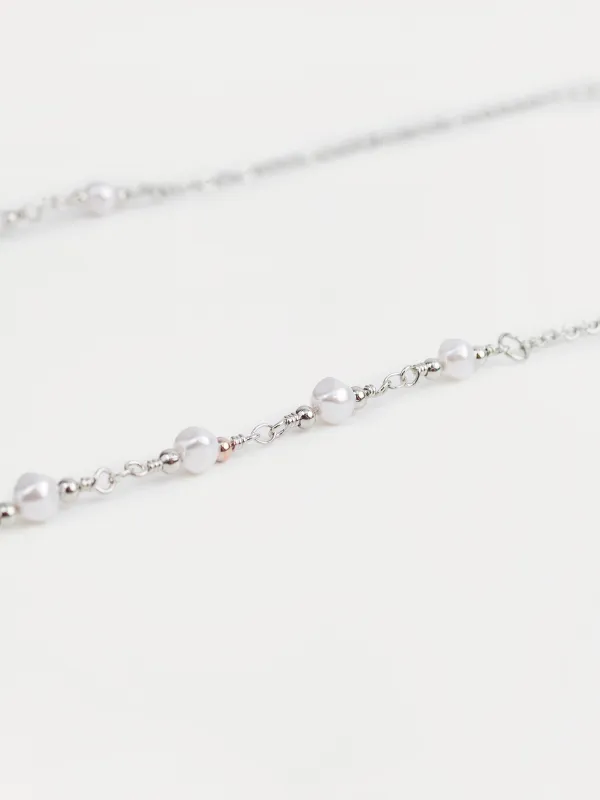 Көзілдірік тізбегі, 75 см, металл, ақ және күміс, Інжу, Baroque, image-1