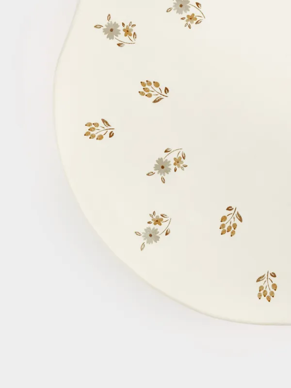 Блюдо на ножке, 24х7 см, керамика D, молочное, Винтажные цветы, La flore, image-3