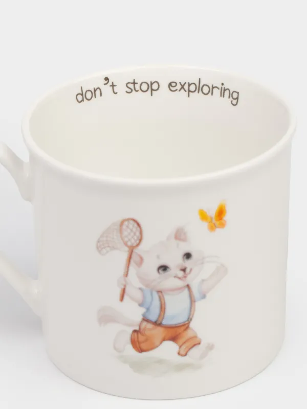 Саптыаяқ, балаларға арналған, 250 мл, фарфор N, ақ, Мысық пен көбелек, Ideas life, image-2