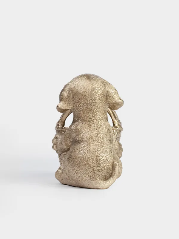 Кәмпит ыдысы, 19х18 см, 250 мл, сабы бар, полирезин, сарғылт-қоңыр, Себеті бар лабрадор, Dog, image-3