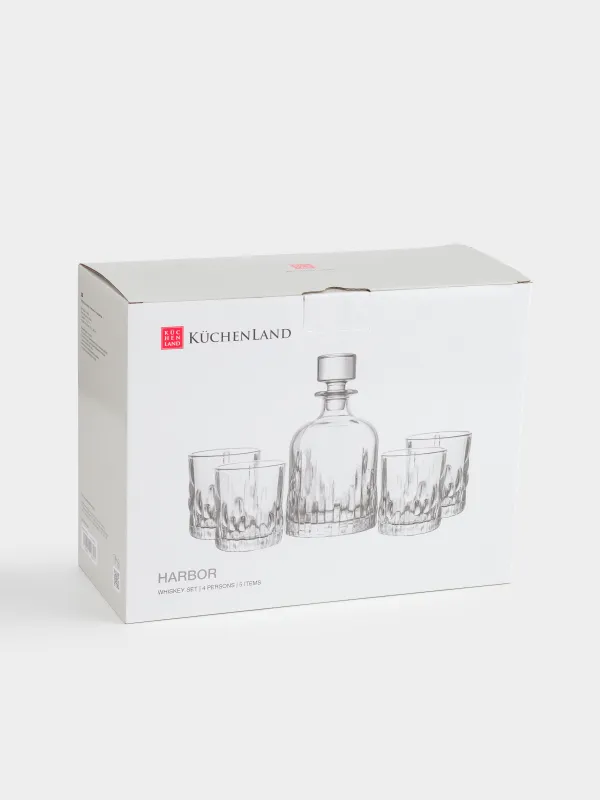 Вискиге арналған жиынтық, 4 адам, 5 зат, графин/стақандар, шыны Р, Harbor, image-6