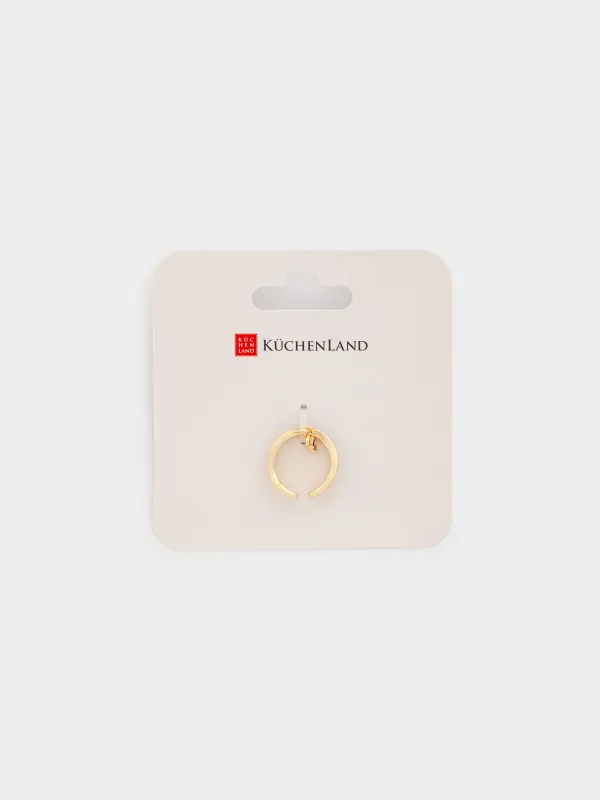 Сақина, өлшемі S-M, бірыңғай өлшем, аспасы бар, металл, алтын сарғылт-қоңыр, Жүрек, Jewelry heart, image-4