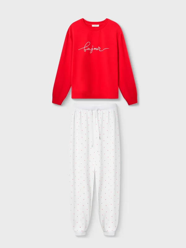 Әйелдер киім жиынтығы, үйге арналғанге арналған, өлшемі S, полиэстер/вискоза, қызыл және ақ, Жүректер, Jodie, image-8