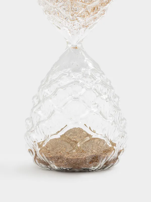 Құм сағаты, 15 см, 15 минут, ішінде жылтыры бар, құм қолданылған шыны, Шырша бүршіктері, Sand time, image-1