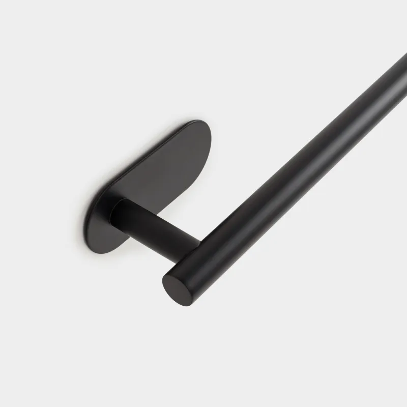 Держатель для полотенца, 50 см, настенный, на липучке, сталь, черный, Total black, image-3