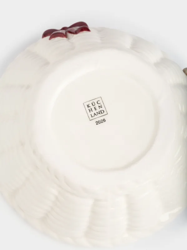 Салат ыдысы, 16х10 см, 500 мл, керамика, сүт түстес, Себеттегі тиін және аю, Christmas animals, image-5