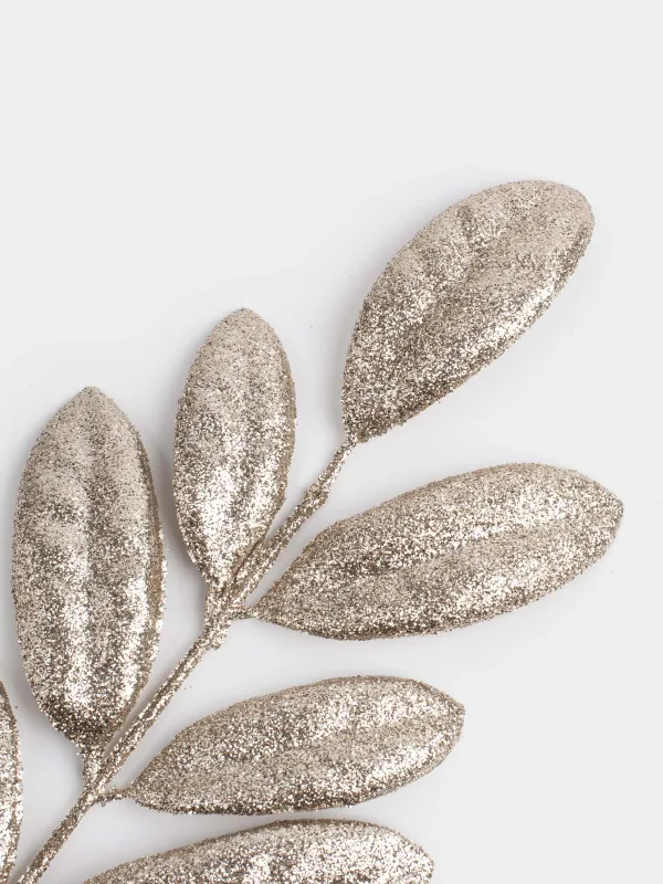 Сәндік бұтақ, 30 см, 6 дана, қыстырғышта, пластик/металл, шампан, Жапырақтар, Broadleaf decor, image-3