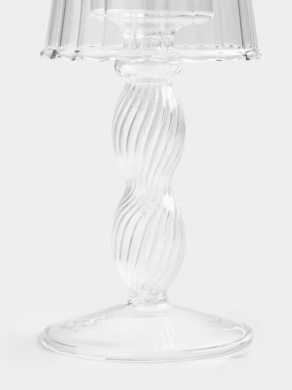 Подсвечник, 17 см, для чайной свечи, на ножке, стекло Б, Торшер, Clear, image-1