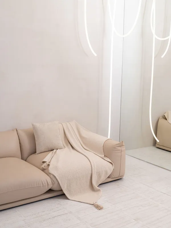 Жамылғы, 130х170 см, мақта, сүт түстес, Streak, image-4