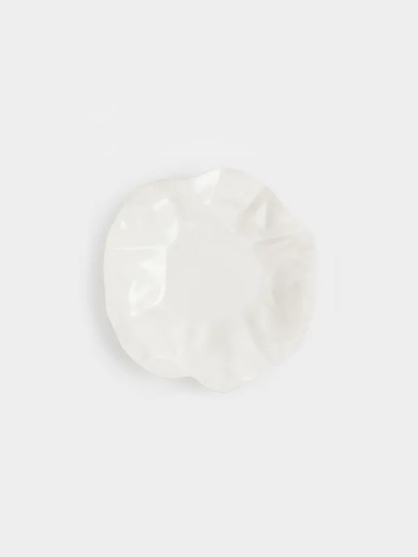 Тарелка обеденная, 25 см, фарфор N, молочная, Мятый эффект, Crumple, image-0