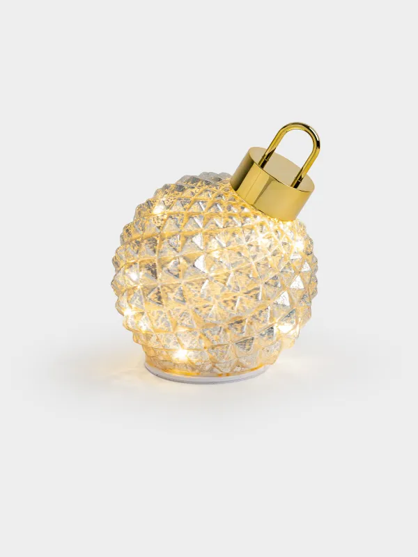 Мүсінше, жарықтандырылған, 15 см, айналмалы, шыны/пластик, қола, Шырша шары, Bronze style, image-5