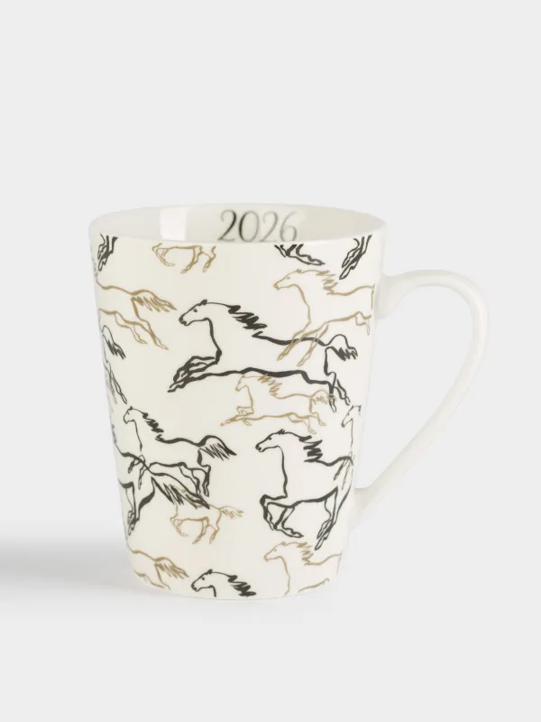 Кружка, 420 мл, фарфор N, бежевая, Лошади, Horse, image-0