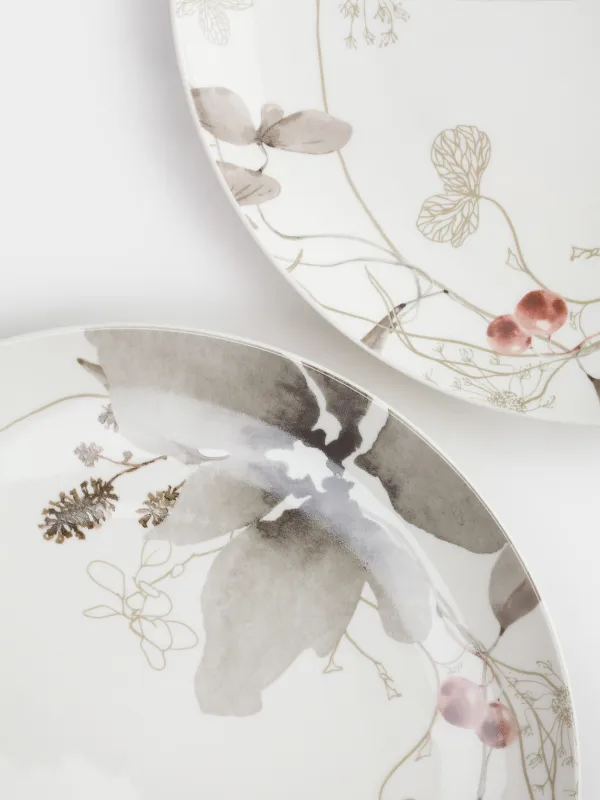 Тарелка обеденная, 27 см, фарфор N, Серые цветы, Watercolor, image-3