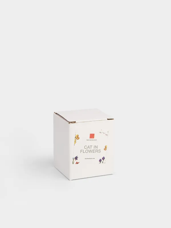 Тұз немесе бұрышқа арналған ыдыс, 8 см, керамика, ақ, Гүлдер арасындағы мысық, Cat in flowers, image-5