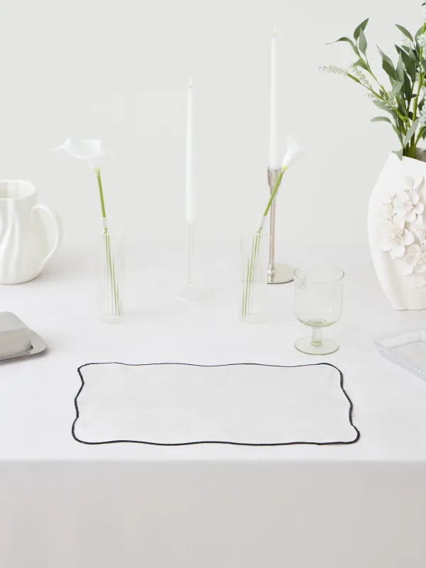 Аспаптарға арналған майлық, 30х45 см, шенилл, пішінді, сүт түстес, Қара жиек, Chenill framed, image-5