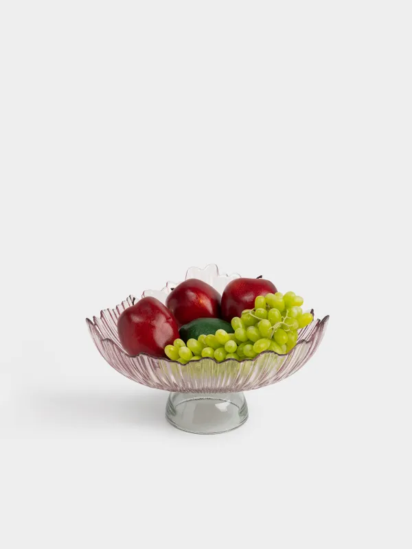 Жеміс вазасы, 30х16 см, аяқты, шыны Р, күлгін, Жасыл аяқ, Verge, image-4