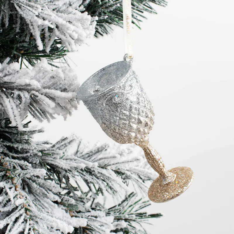 Игрушка елочная, 10 см, пластик, серебристая/шампань, Бокал, Figure sparkle, image-3