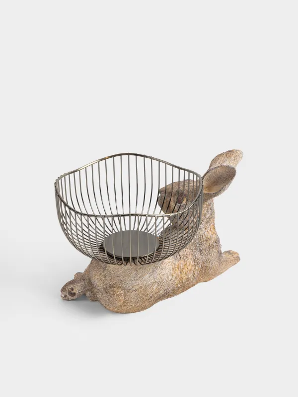 Корзина для фруктов, 31х20 см, металл/полирезин, бежевая/бронзовая, Кролик, Rustic Easter, image-2