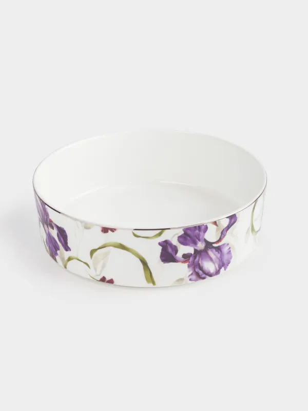 Ыдыс, 20х6 см, бүйірлері, фарфор F, күміс жиектері бар, Құртқашаш, Antarctica Flowers, image-1