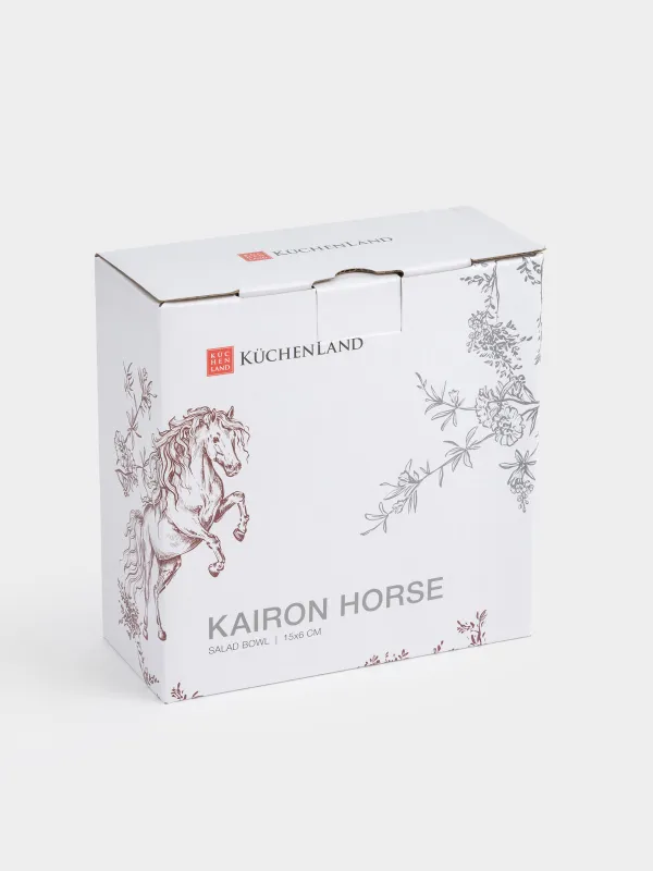 Салат ыдысы, 15х6 см, 500 мл, фарфор N, ақ, күміс жиектері бар, Жылқы, Kairon horse, image-6