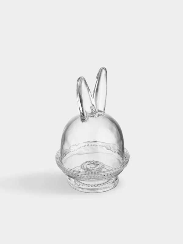 Аяқты ыдыс, 12х19 см, қақпағы бар, шыны, Қоян құлақтары, Lapin, image-1