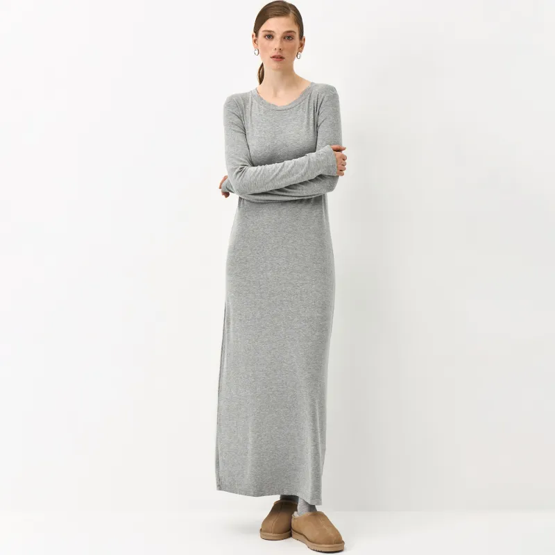 Әйелдер көйлегі, макси, өлшемі L, ұзын жеңді, вискоза/спандекс, сұр, Alfonsina