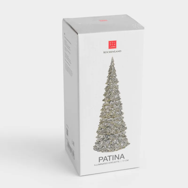 Мүсінше, жарықтандырылған, 16 см, пластик, шампан, Жарқыраған шырша, Patina, image-4