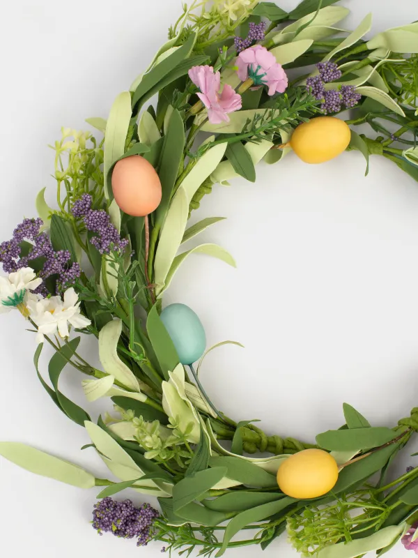 Венок декоративный, 35 см, Цветы и пасхальные яйца, Easter decor, image-3