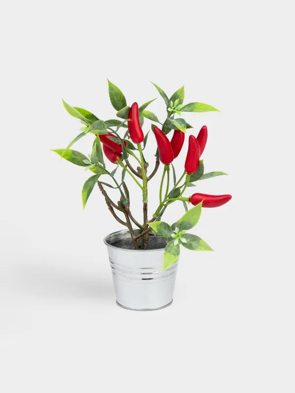 Композиция декоративная, 20 см, в горшке, пенопласт/пластик, Красный перец, Vegetable shape, image-0
