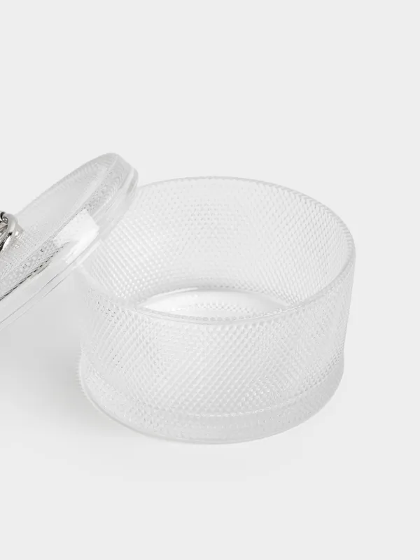 Емкость для хранения, 12x8 см, 380 мл, стекло Р/металл, Серебристый бант, Naiad, image-3