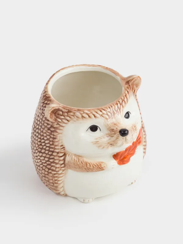 Подставка для кухонных принадлежностей, 13 см, керамика D, молочно-коричневая, Еж, Forest symphony, image-2