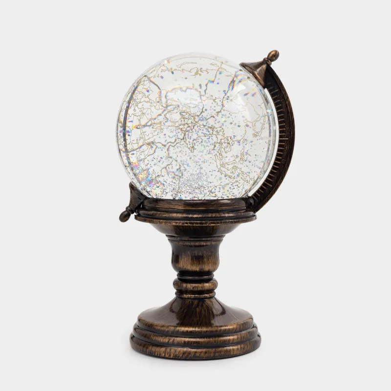 Снежный фонарь, 19 см, с подсветкой, пластик, бронзовый, Глобус, Bronze style, image-1
