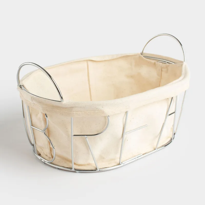 Нан себеті, 30х21 см, мақта/болат, сопақ, күміс, нан, Twist silver, image-1